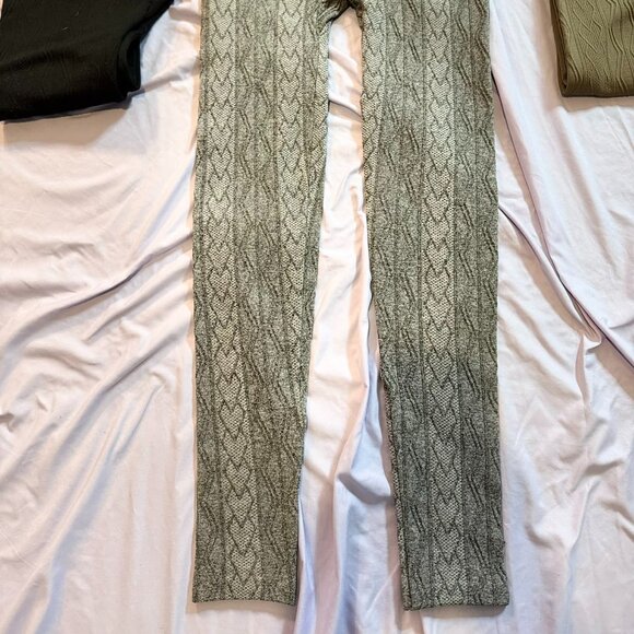 THREE pairs French Laundry brand Fleece-Lined Leggings (Blk, Brn, Gry) L/XL - Picture 2 of 13